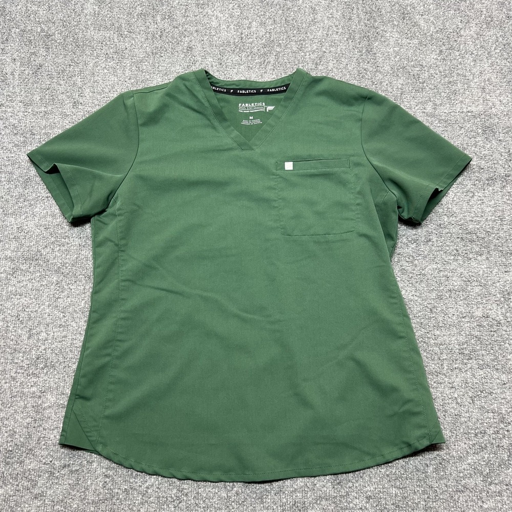Fabletics Shirt Womens Medium Green Scrub Top V Neck Medical Tunic Workwear